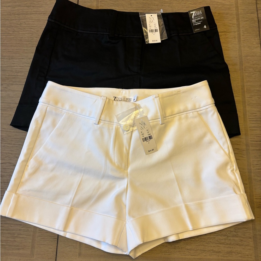NY&C 7th Avenue Design NWT 4” Black and White dressy shorts Size 4